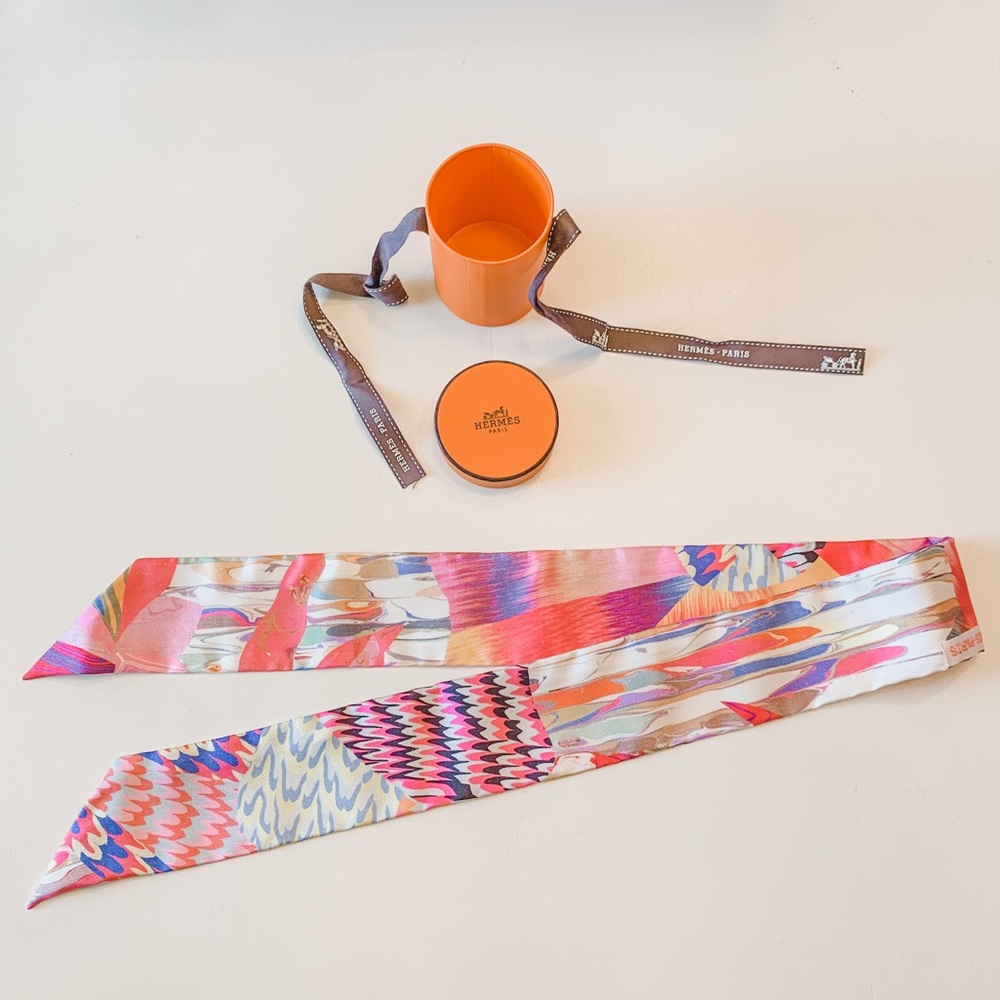 NEW Hermès marble silk Japan rose twilly pink